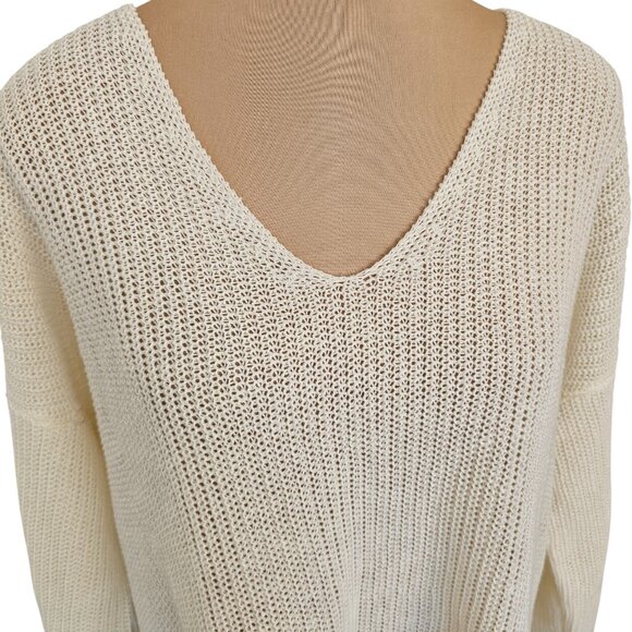 Part Two Etrona Linen Knit White Long Sleeve Sweater Sz L - Picture 2 of 9